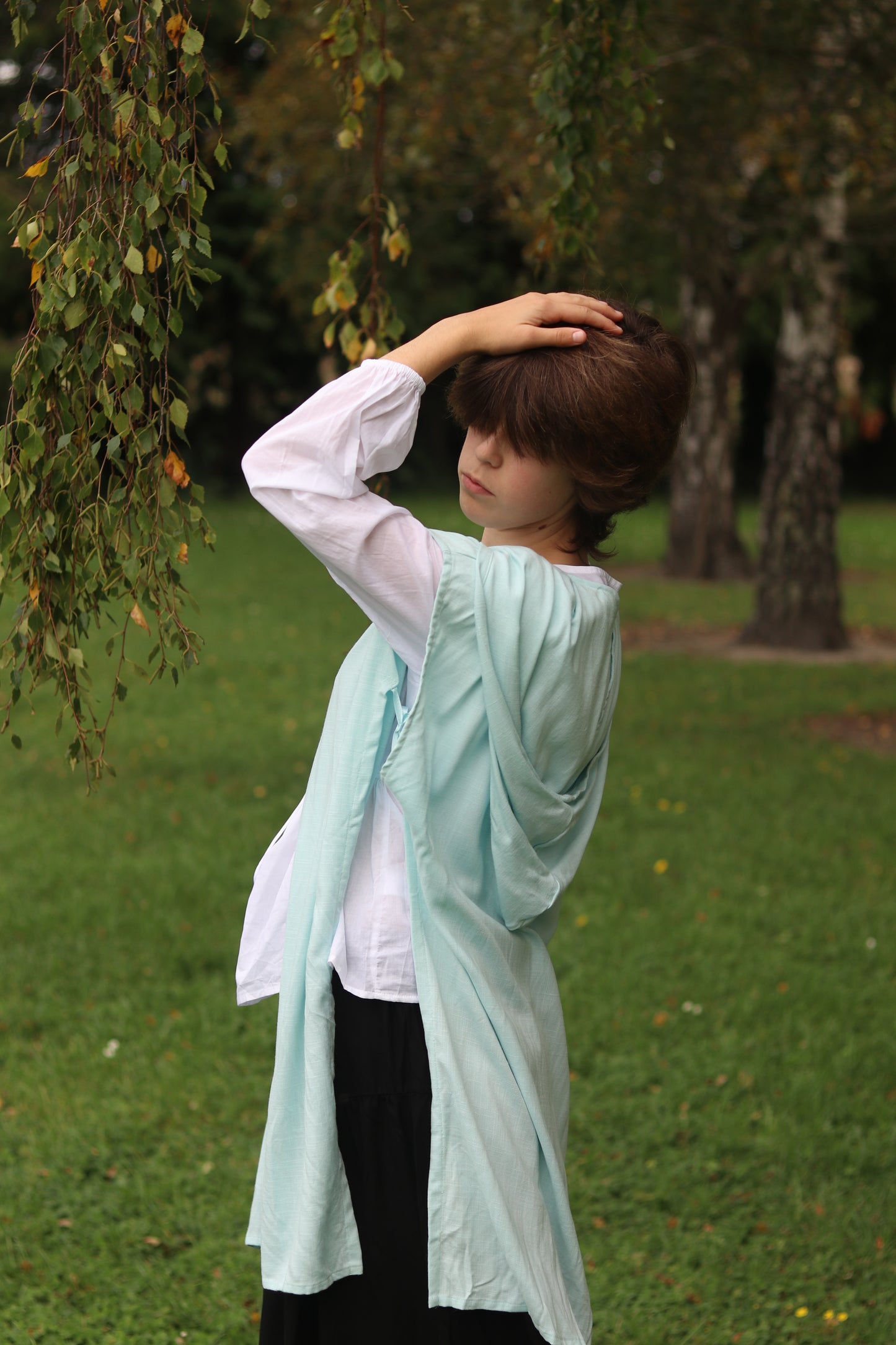Lorewoven Open Vest Cloak - Mist Blue